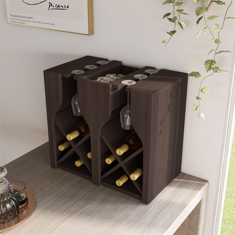 Bowery Hill 8-Bottle Wall-Mounted Wine Rack in Wenge