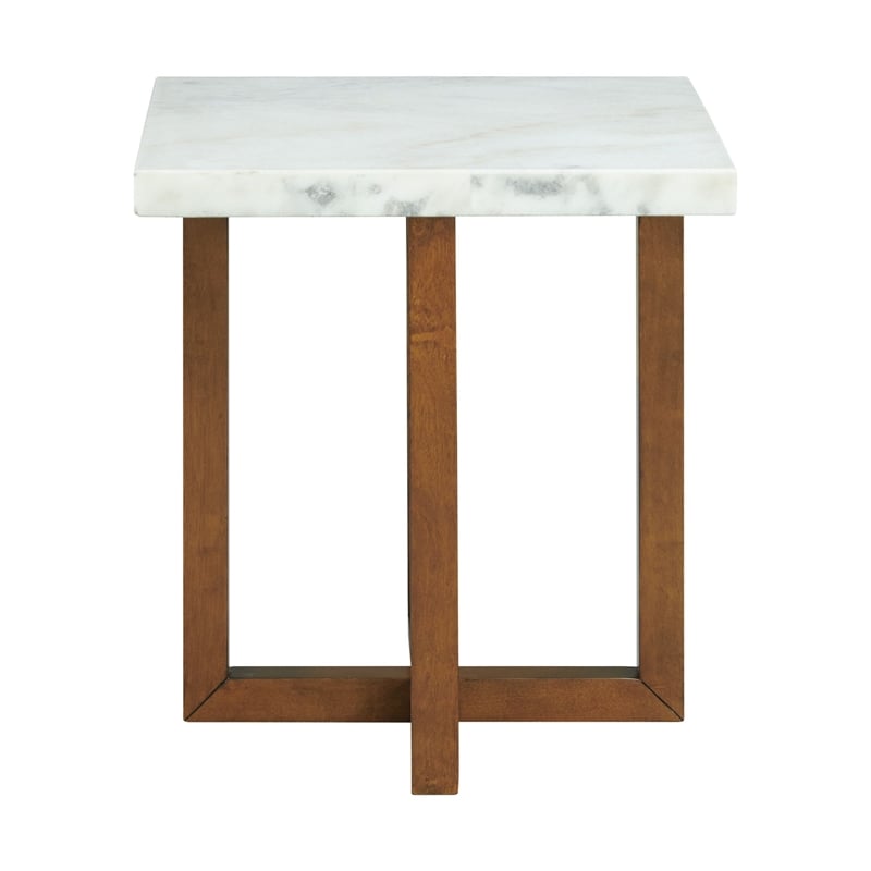 Bowery Hill 2-Piece Occasional Marble Table Set in White