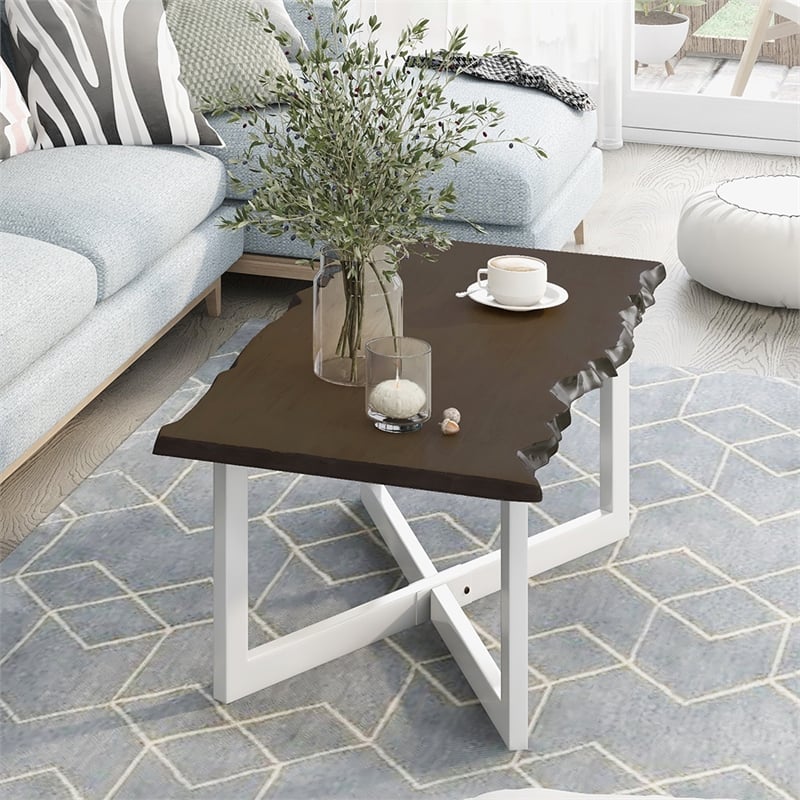 Bowery Hill Contemporary Wood Coffee Table in Oak and White
