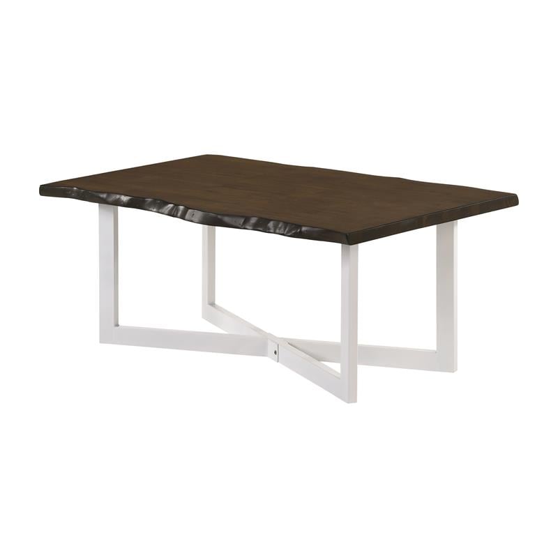 Bowery Hill Contemporary Wood Coffee Table in Oak and White