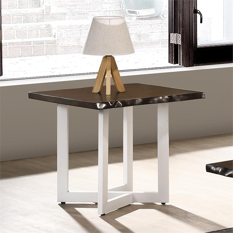 Bowery Hill Contemporary Wood End Table in Oak and White