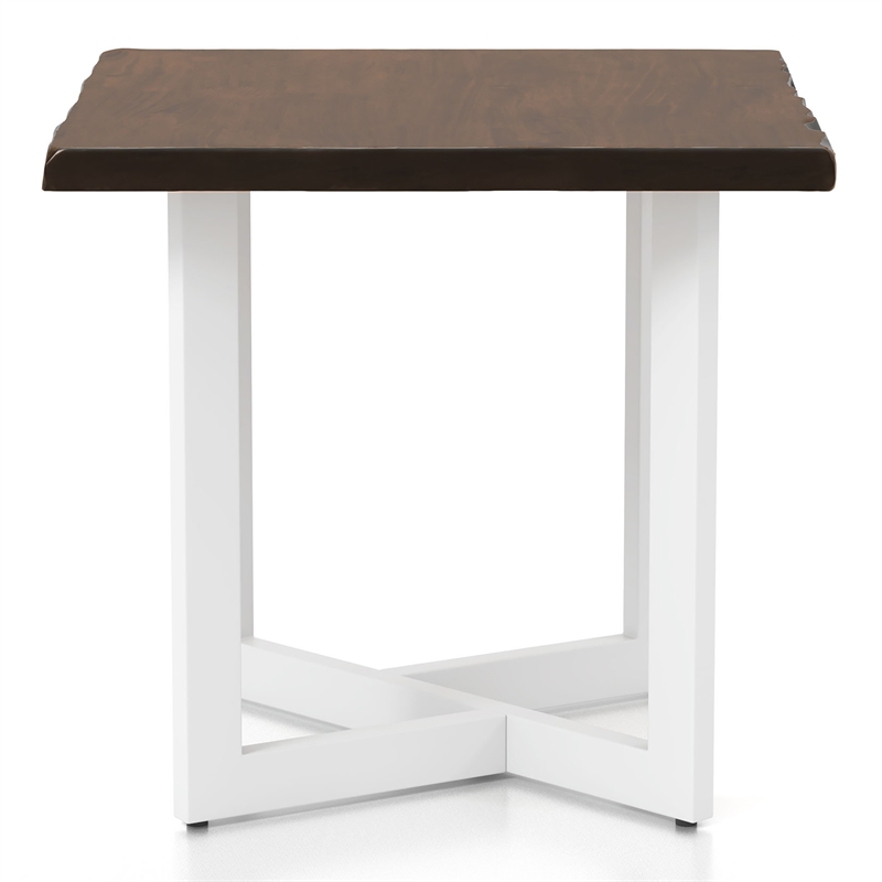 Bowery Hill Contemporary Wood End Table in Oak and White
