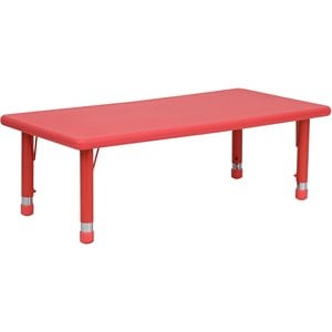 Bowery Hill 48 x 24 in Adjustable Plastic Activity Table in Red