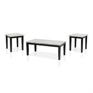 Bowery Hill Wood 3-Piece Coffee Table Set in White Finish