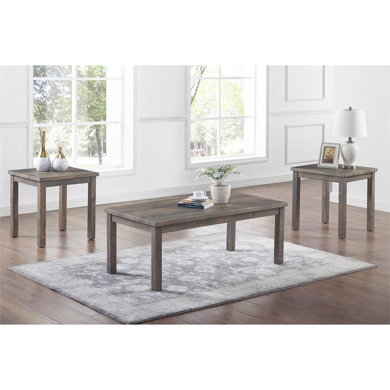 Bowery Hill Wood 3-Piece Coffee Table Set in Rustic Natural Tone