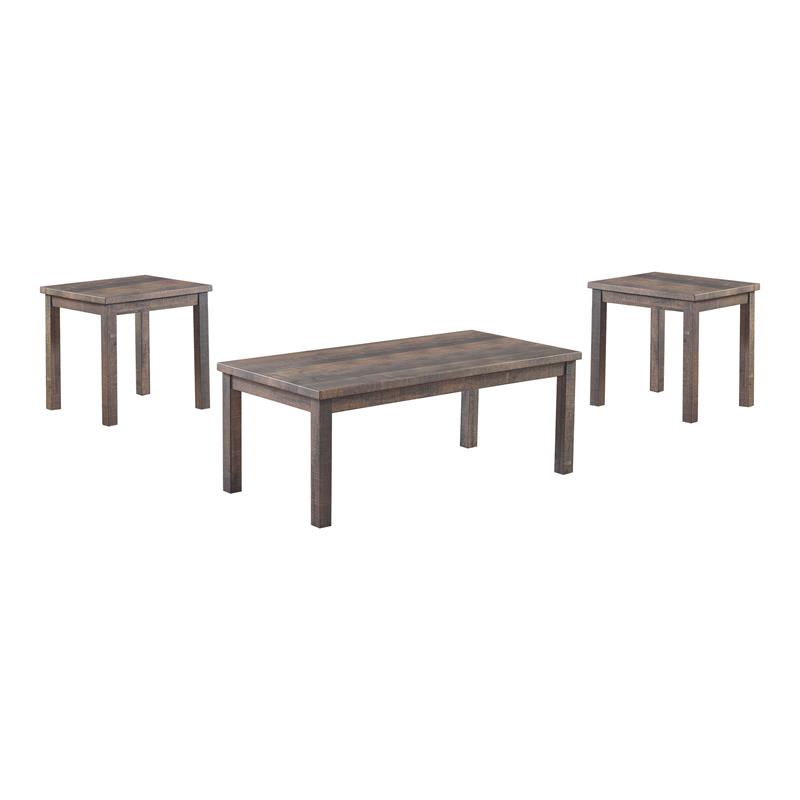 Bowery Hill Wood 3-Piece Coffee Table Set in Rustic Natural Tone