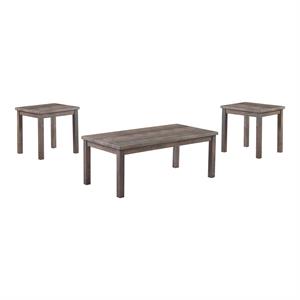 Bowery Hill Wood 3-Piece Coffee Table Set in Rustic Natural Tone