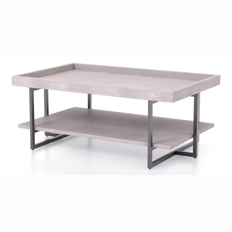 Bowery Hill Wood 1-Shelf Coffee Table in Antique Gray