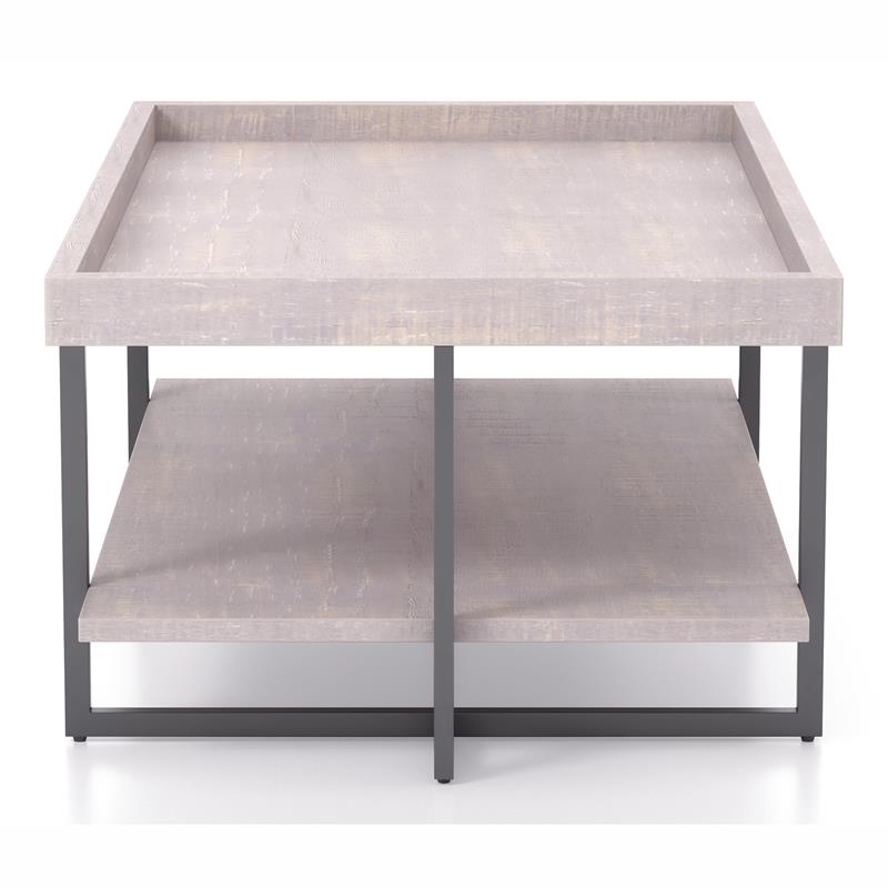 Bowery Hill Wood 1-Shelf Coffee Table in Antique Gray