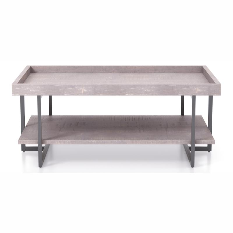 Bowery Hill Wood 1-Shelf Coffee Table in Antique Gray