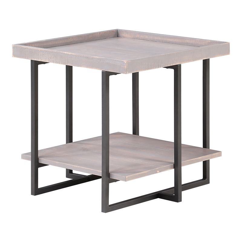Bowery Hill Wood 1-Shelf End Table in Antique Gray