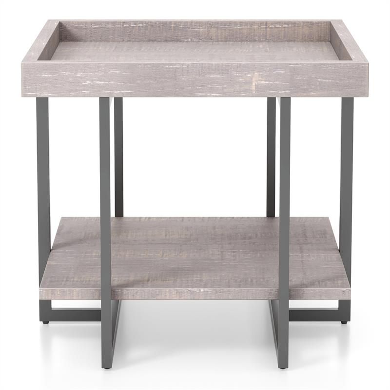 Bowery Hill Wood 1-Shelf End Table in Antique Gray