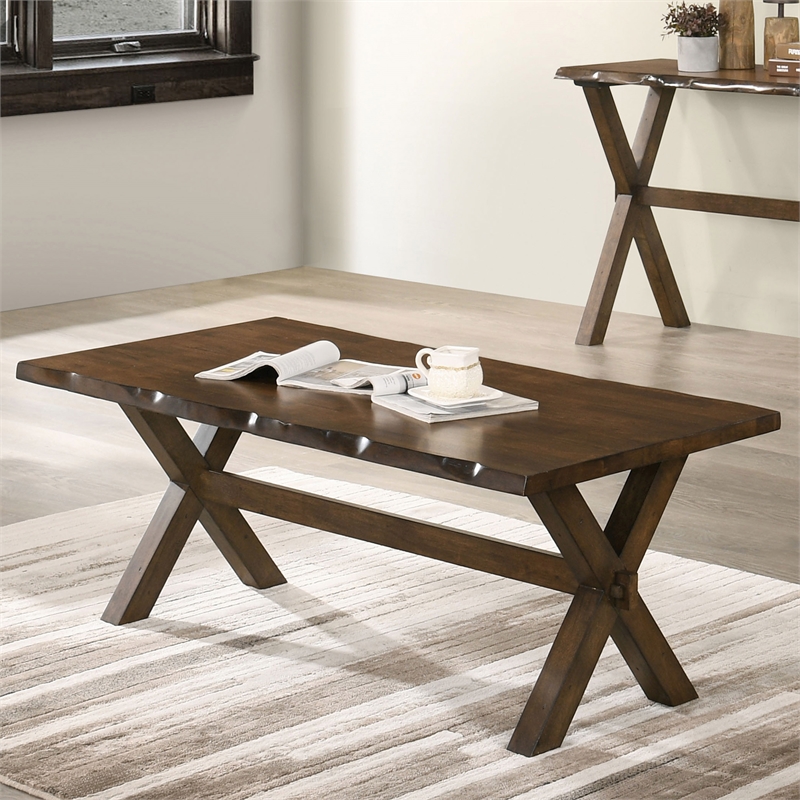 Bowery Hill Transitional Solid Wood Coffee Table in Walnut Finish