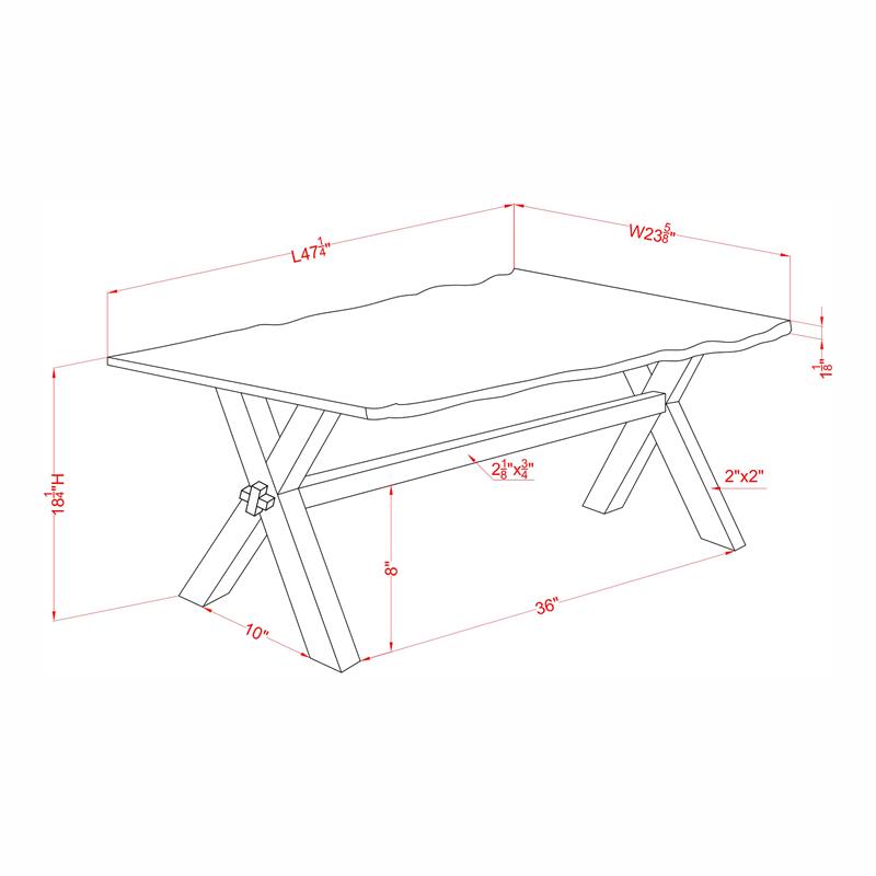 Bowery Hill Transitional Solid Wood Coffee Table in Walnut Finish