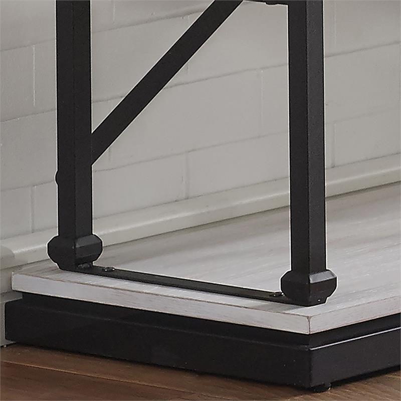 Bowery Hill Transitional 2-Shelf Console Table with Glossy Insert in White