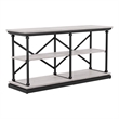 Bowery Hill Transitional 2-Shelf Console Table with Glossy Insert in White