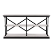 Bowery Hill Transitional 2-Shelf Console Table with Glossy Insert in White