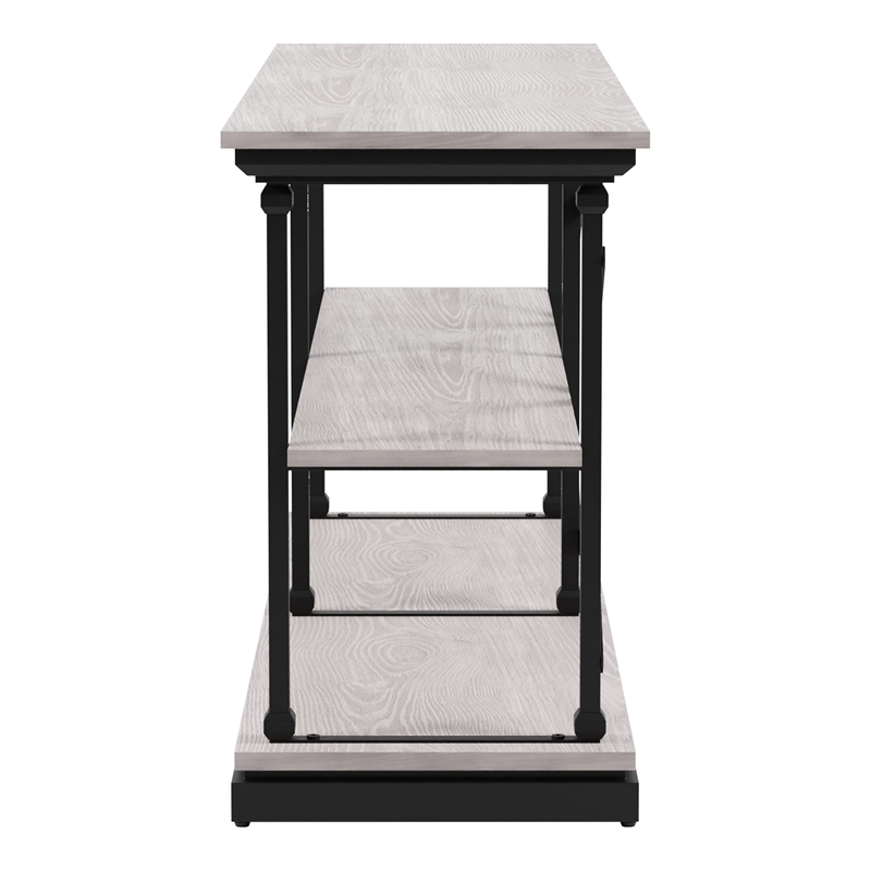Bowery Hill Transitional 2-Shelf Console Table with Glossy Insert in White