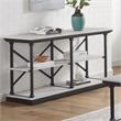 Bowery Hill Transitional 2-Shelf Console Table with Glossy Insert in White