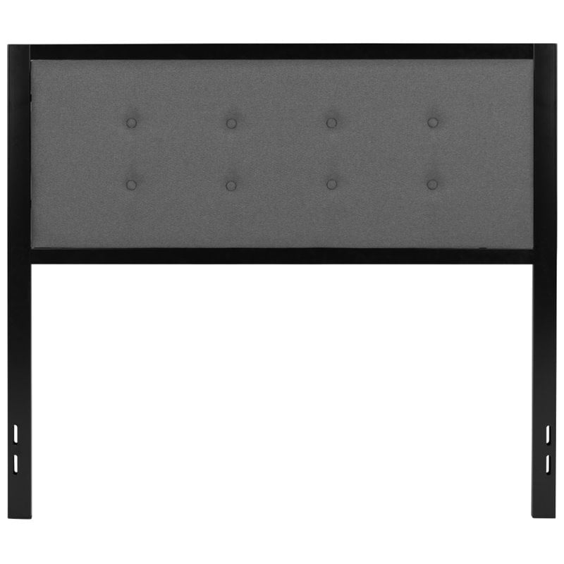 Bowery Hill Fabric Tufted Full Panel Headboard in Dark Gray
