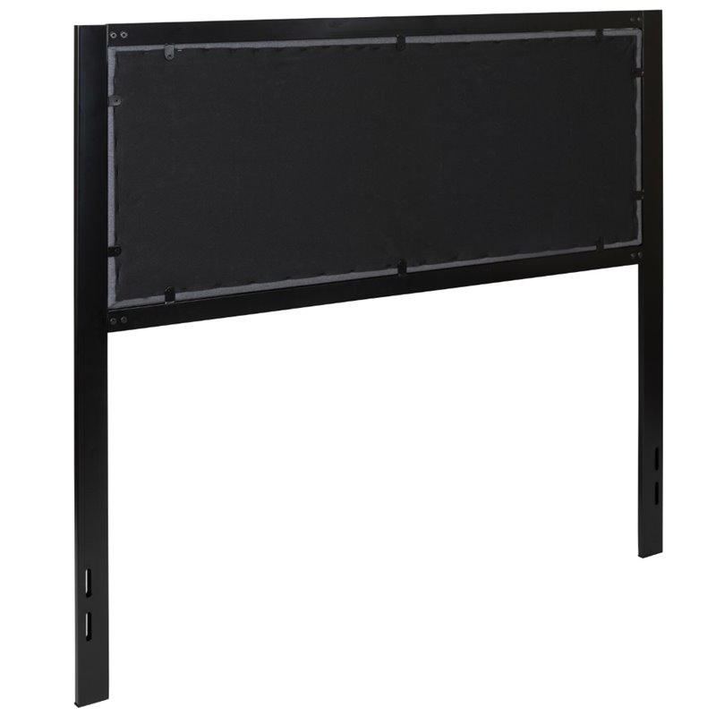 Bowery Hill Fabric Tufted Full Panel Headboard in Dark Gray