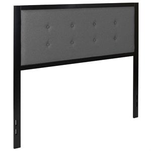 Bowery Hill Fabric Tufted Full Panel Headboard in Dark Gray
