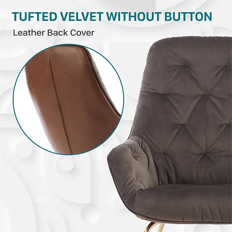 Bowery Hill Modern Tufted Accent Chair in Brown Fabric with Metal Legs