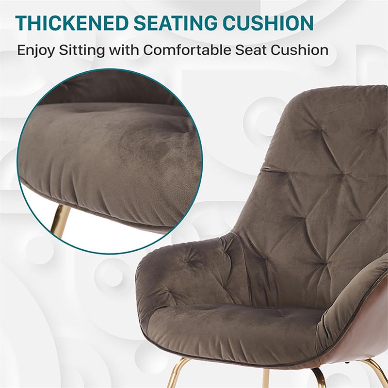 Bowery Hill Modern Tufted Accent Chair in Brown Fabric with Metal Legs