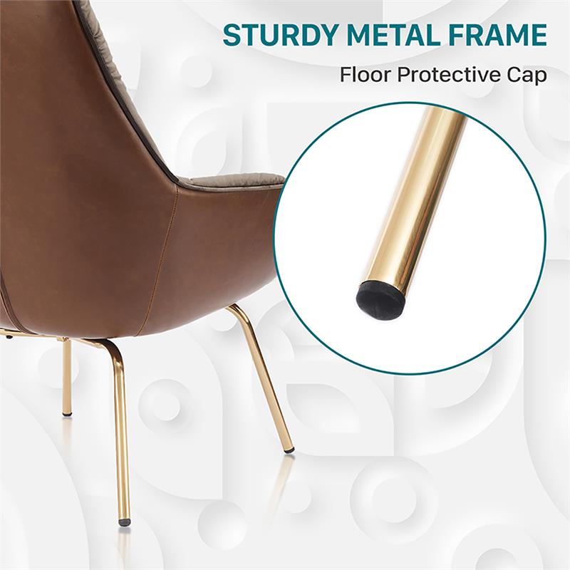Bowery Hill Modern Tufted Accent Chair in Brown Fabric with Metal Legs