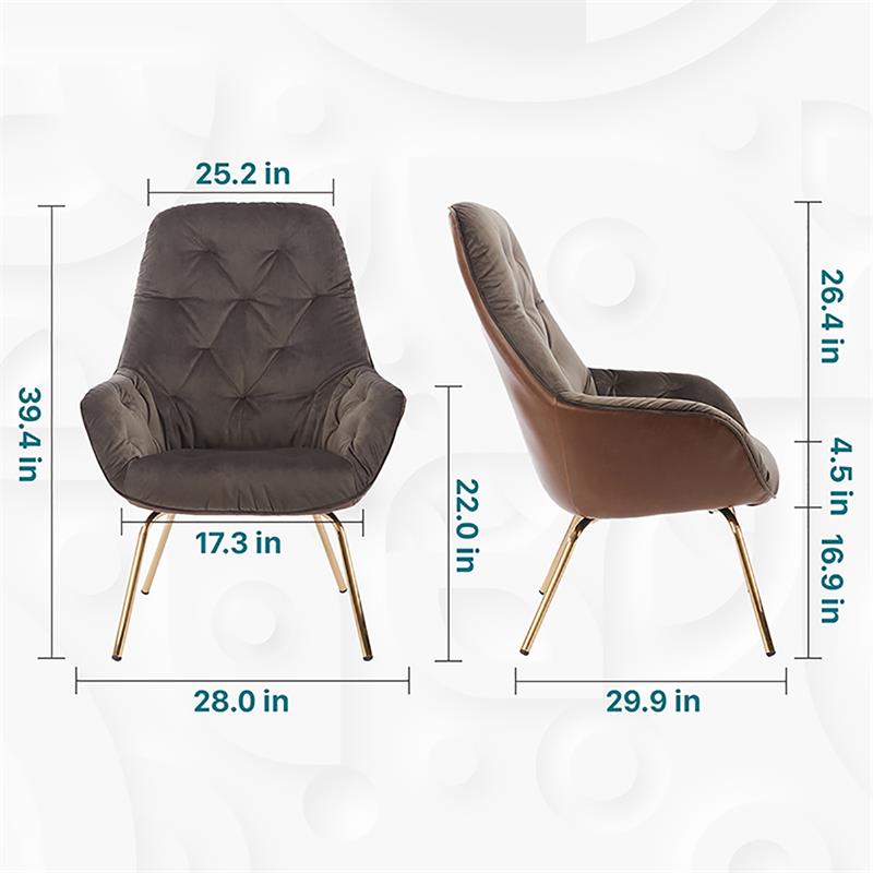 Bowery Hill Modern Tufted Accent Chair in Brown Fabric with Metal Legs