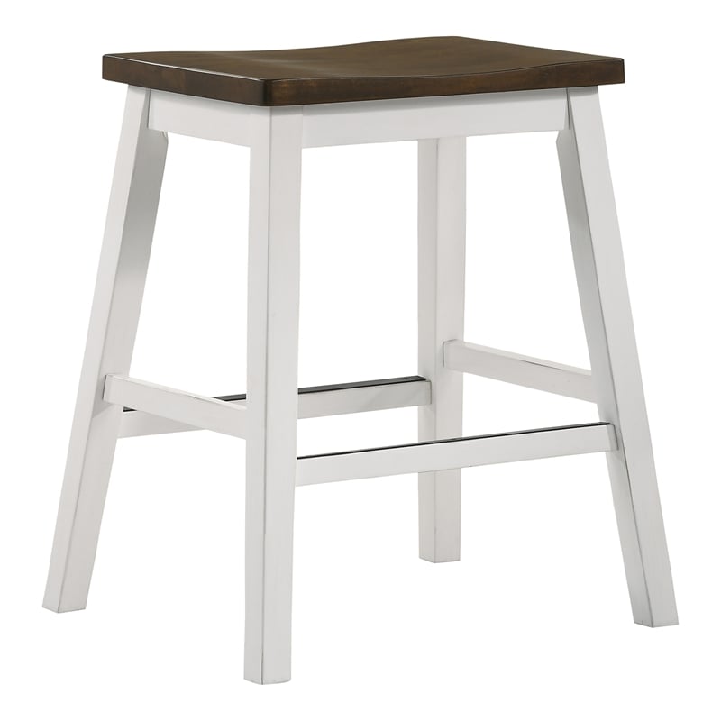 Bowery Hill Wood 5-Piece Counter Dining Set in Sea White and Oak Finish