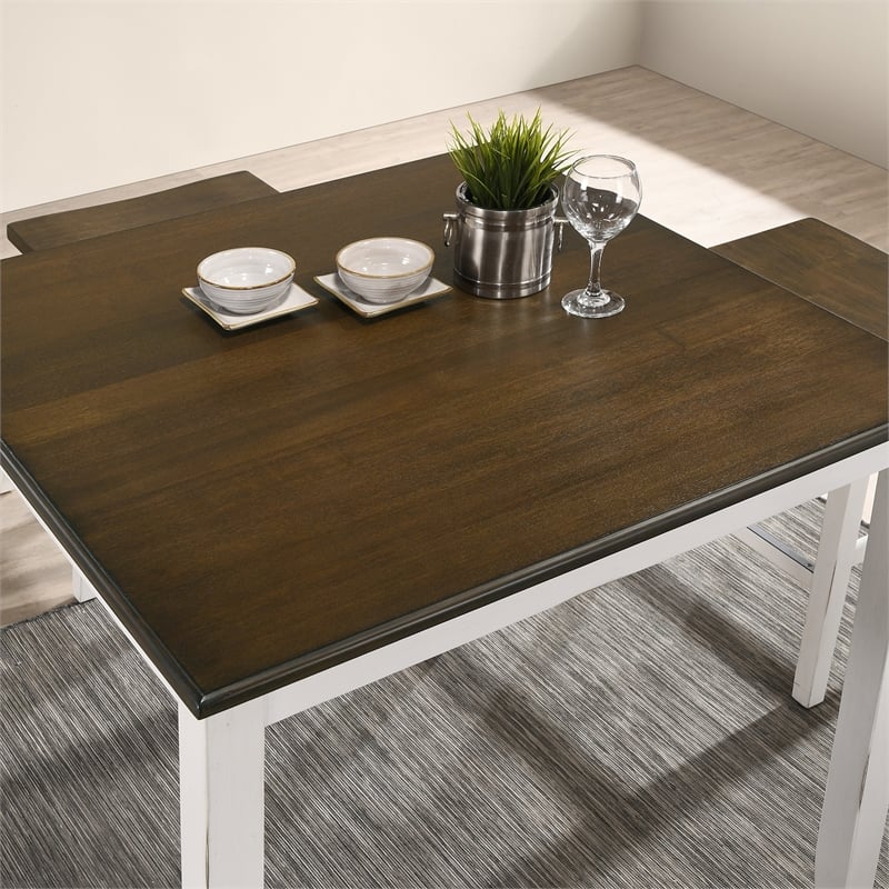 Bowery Hill Wood 5-Piece Counter Dining Set in Sea White and Oak Finish