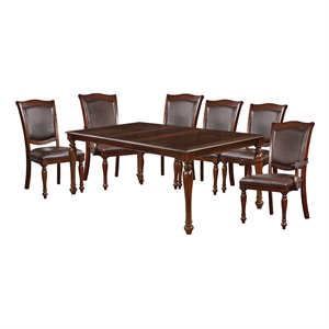 Bowery Hill Wood 7-Piece Dining Table Set in Brown Cherry
