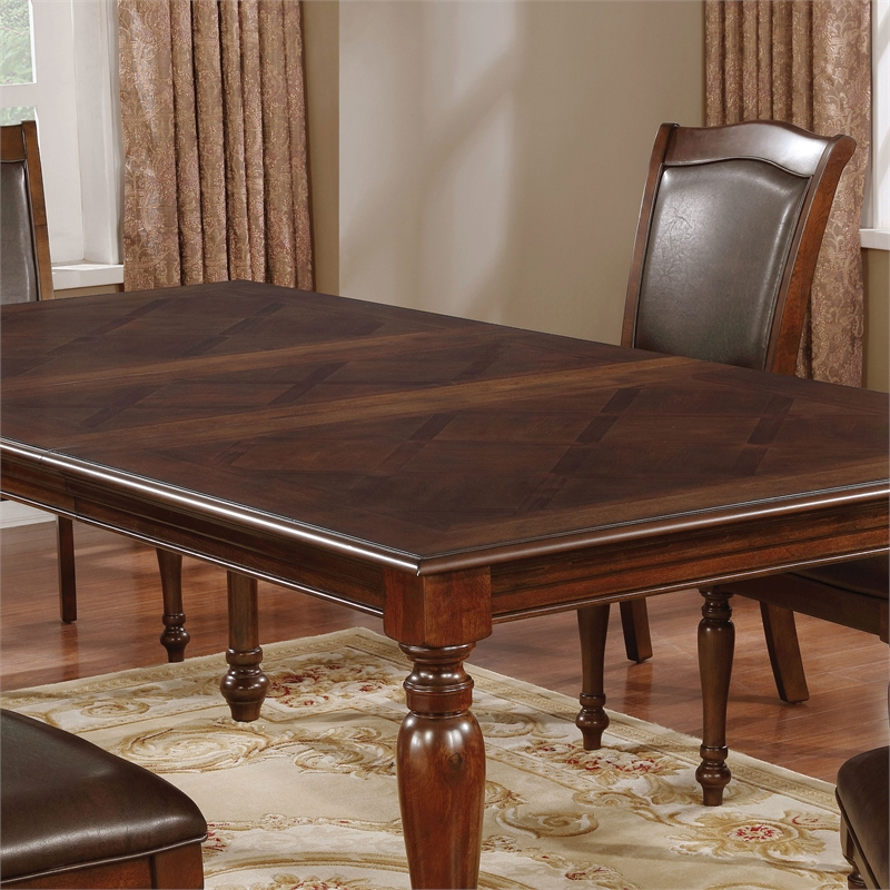 Bowery Hill Wood 7-Piece Dining Table Set in Brown Cherry