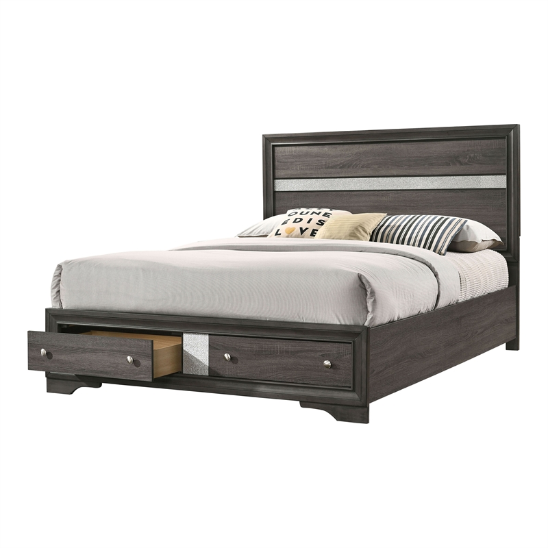 Bowery Hill 3-Piece Wood Queen Bedroom Set with Storage in Gray