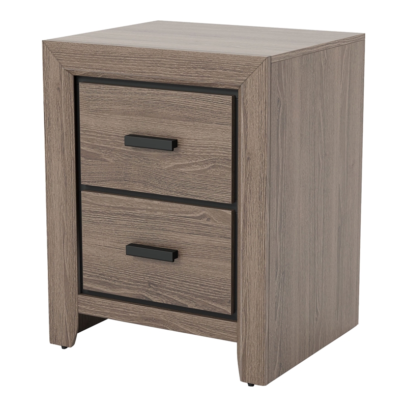 Bowery Hill 3-Piece Full Bedroom Set with Nightstands in Gray Wood