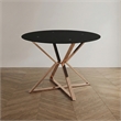Bowery Hill Round Glass Dining Table with Gold Metal Base