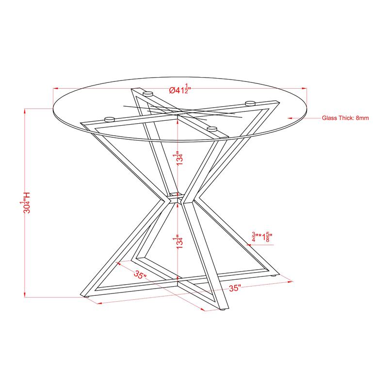 Bowery Hill Round Glass Dining Table with Gold Metal Base