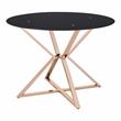Bowery Hill Round Glass Dining Table with Gold Metal Base