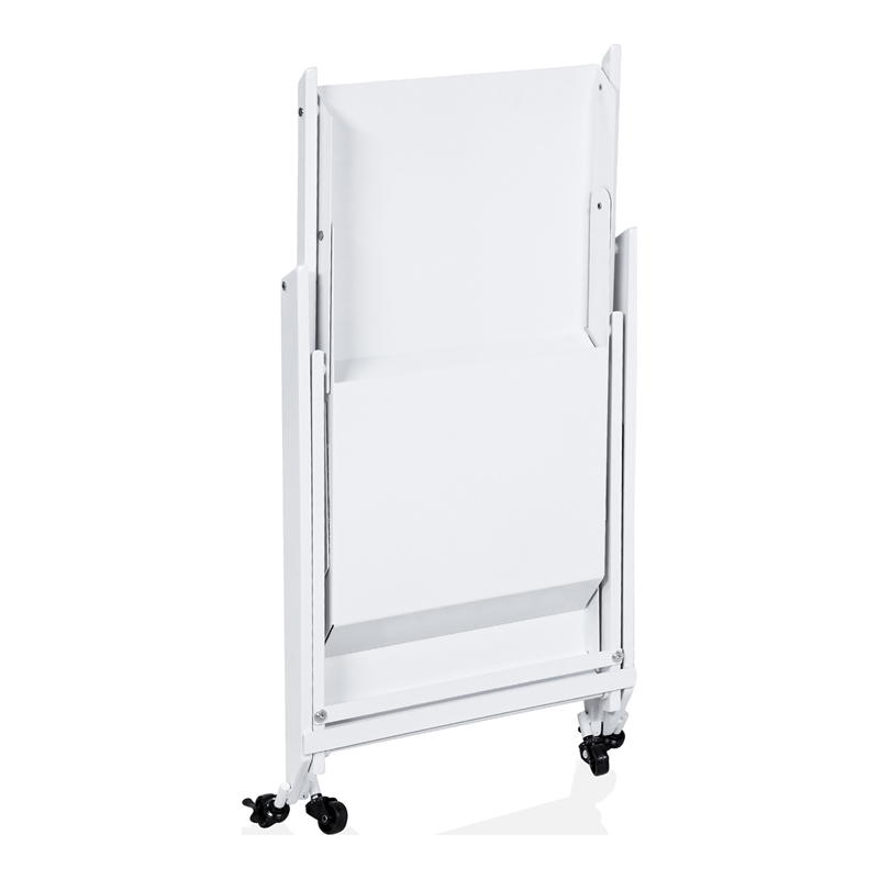 Bowery Hill Metal Foldable Serving Cart with White Finish and 2 Shelves