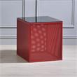 Bowery Hill Red Side Table with Tempered Glass Top and Steel Mesh