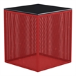 Bowery Hill Red Side Table with Tempered Glass Top and Steel Mesh