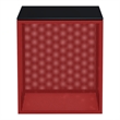 Bowery Hill Red Side Table with Tempered Glass Top and Steel Mesh