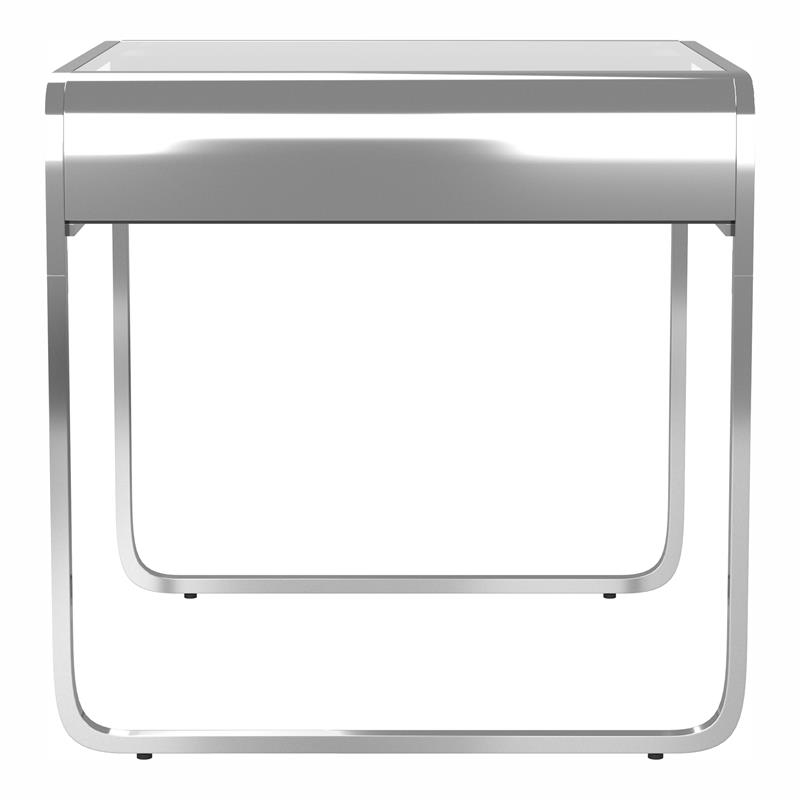Bowery Hill Contemporary Glass and Chrome End Table with Mirrored Shelf