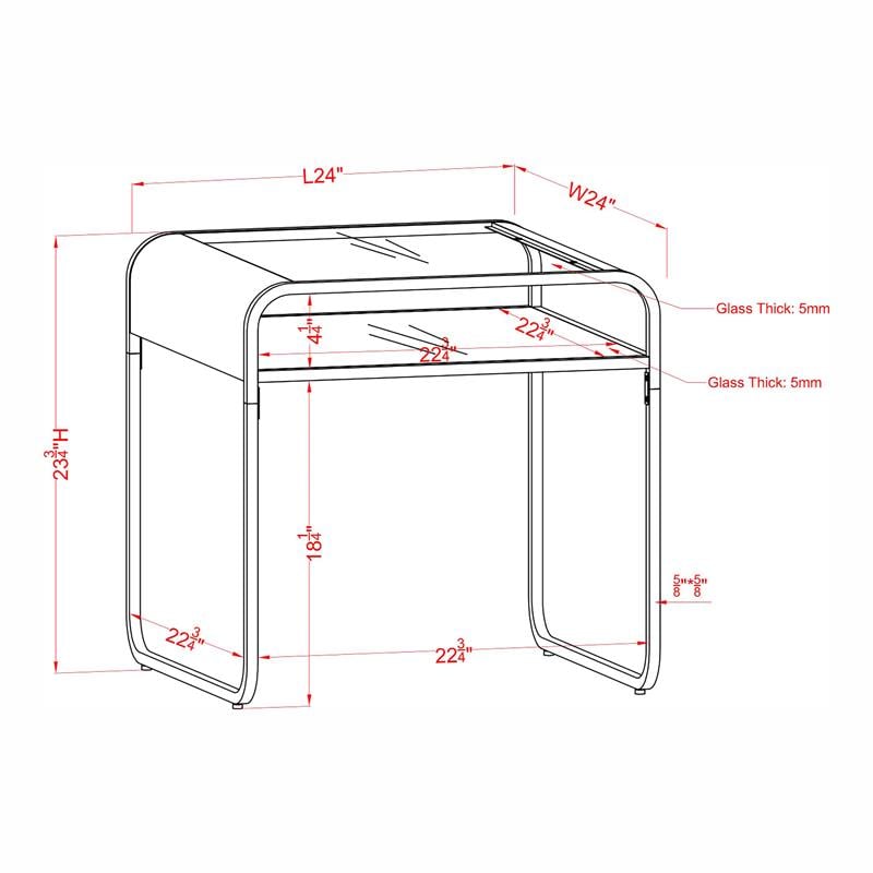 Bowery Hill Contemporary Glass and Chrome End Table with Mirrored Shelf