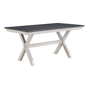 Bowery Hill Transitional Wood Dining Table in Gray and White