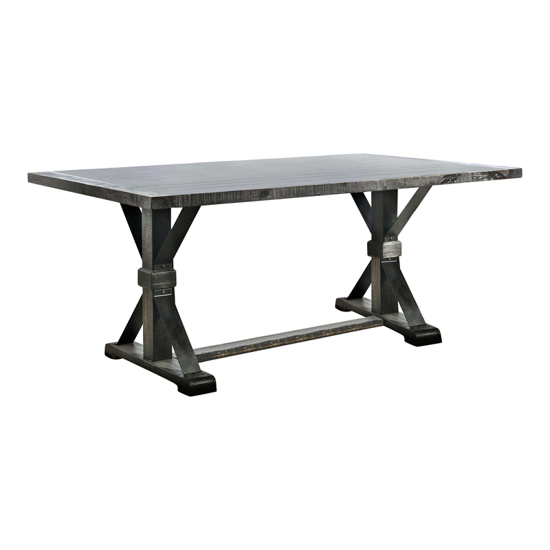Bowery Hill Rustic Wood 7-Piece Dining Table Set in Gray