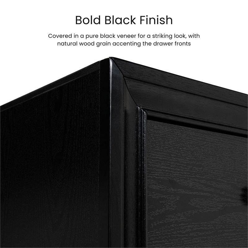 Bowery Hill 3-Piece Black Wood Bedroom Set with Queen Bed and Dresser