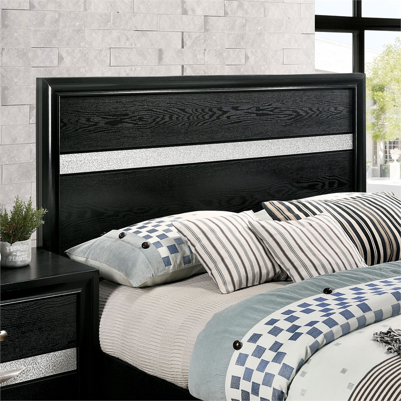 Bowery Hill 3-Piece Black Wood Bedroom Set with Queen Bed and Dresser