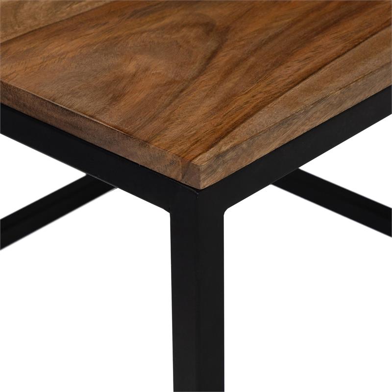 Bowery Hill Rustic Wood 2-Piece Nesting Table Set in Natural Oak